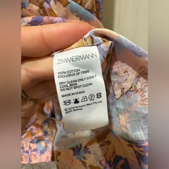 NWT Zimmerman Violet Twist Front Cotton-Voile Empire Waist Dress,size 1/size 6US - Picture 16 of 16